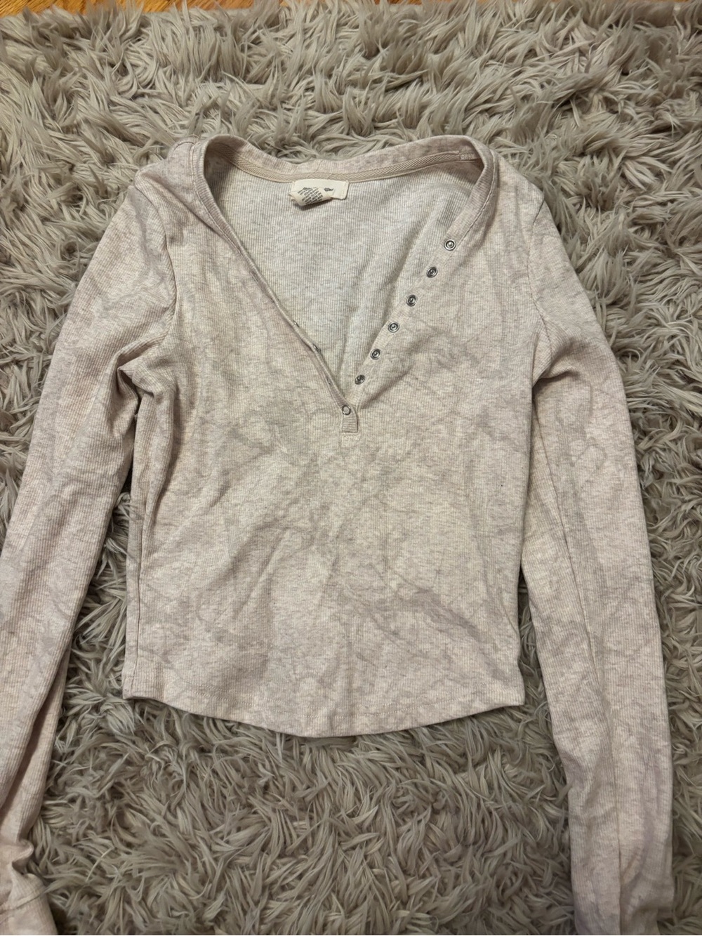 Light Beige Long-Sleeve Henley Top - Women